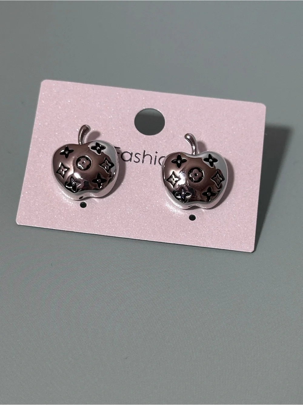 Silver Apple Stud Earrings -